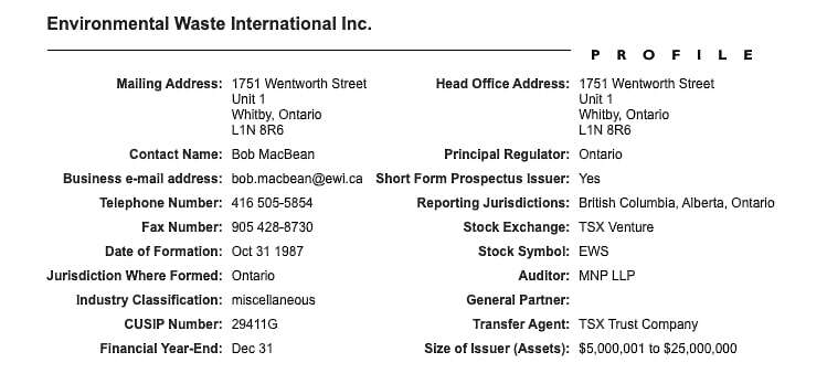 SEDAR Corporate Filings